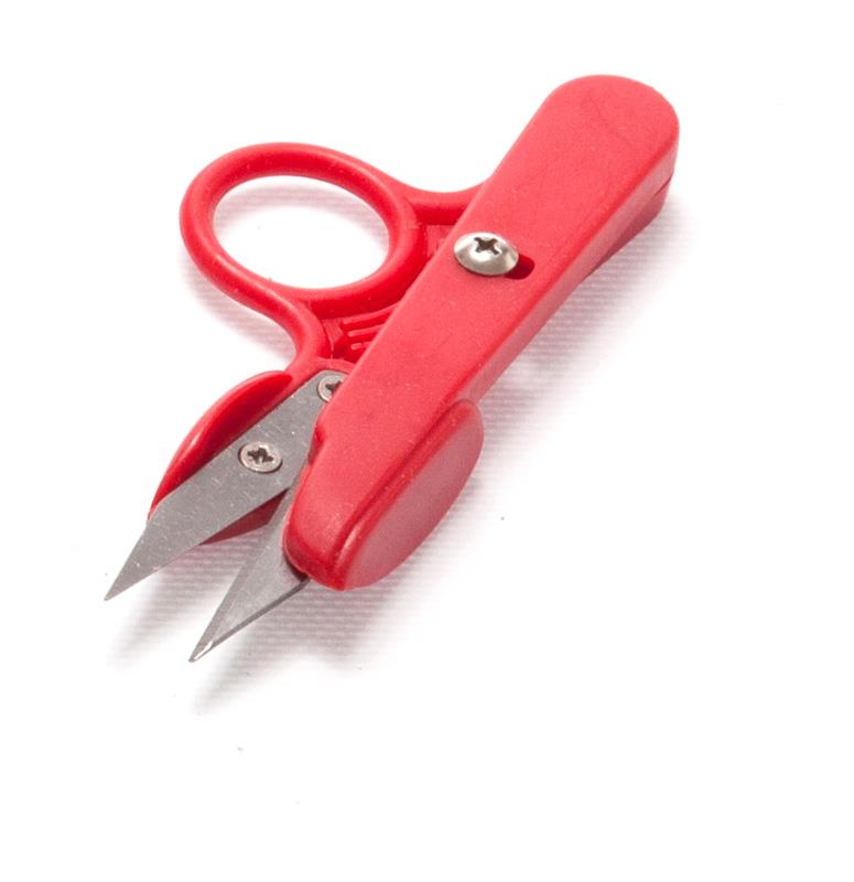 Plastic thread snipper scissors with finger hold handle